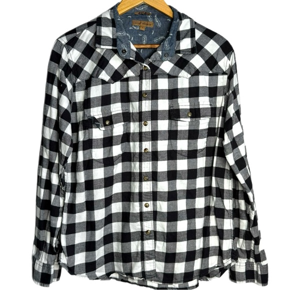 Large black & white plaid shirt, button down - Picture 1 of 7
